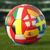 Soccer with different national flags as a symbol for the European Football Championship 2024 in Germany.