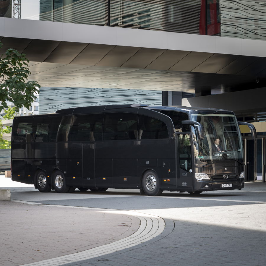 Black business class bus for events, congresses and functions.